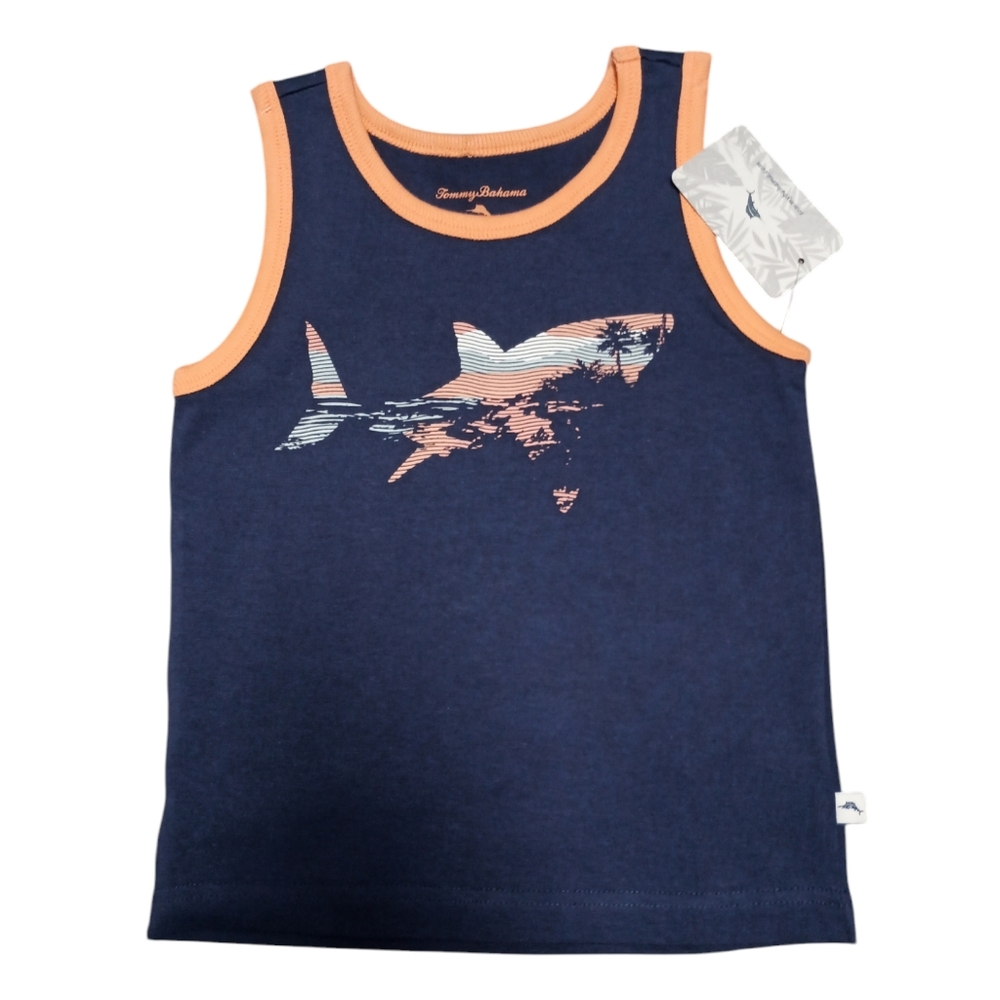 Tommy Bahama Kids tank top Size XS (4) Boys Blue/orange. Big shark